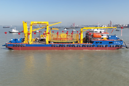 Sanfu launched its first 98-meter cable-laying vessel