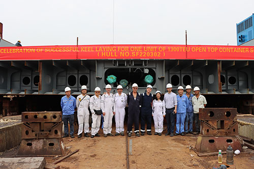 A 1300TEU Dual-Fuel Container Vessel of Sanfu Keel Laying Ceremony